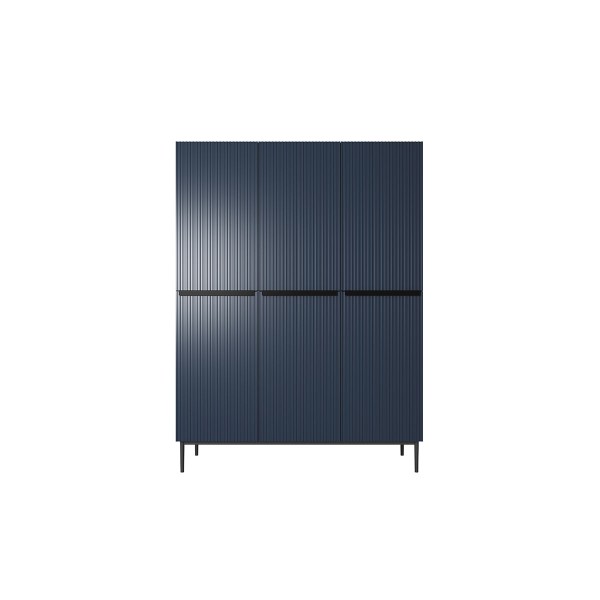 Szafa Nicole 150 cm z 2 ukrytymi szufladami - granat MDF / czarne nóżki