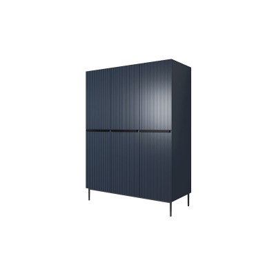 Szafa Nicole 150 cm z 2 ukrytymi szufladami - granat MDF / czarne nóżki
