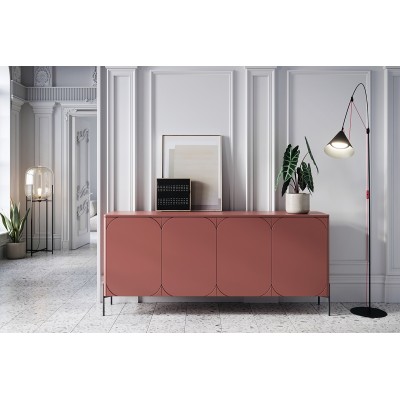 Komoda czterodrzwiowa z 2 ukrytymi szufladami Sonatia 200 cm - burgund