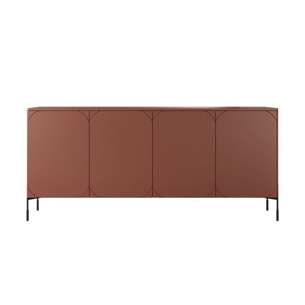 Komoda czterodrzwiowa z 4 ukrytymi szufladami Sonatia 200 cm - burgund