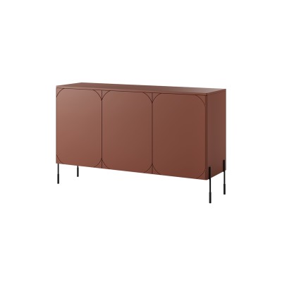 Komoda trzydrzwiowa z 4 ukrytymi szufladami Sonatia 150 cm - burgund