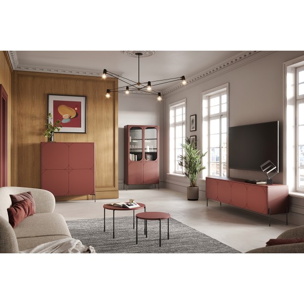 Kredens z 2 ukrytymi szufladami Sonatia 120 cm - burgund