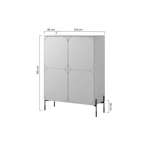 Kredens z 2 ukrytymi szufladami Sonatia 120 cm - burgund