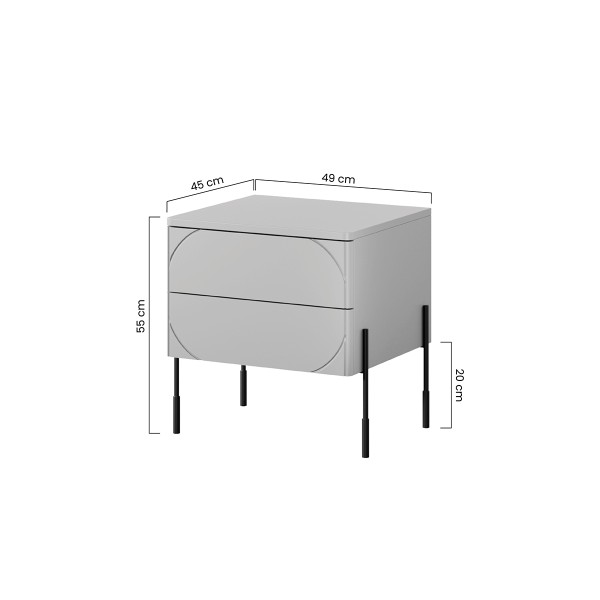 Szafka nocna z 2 szufladami Sonatia 45 cm - burgund