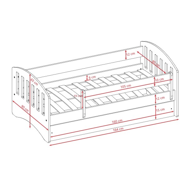 Łóżka dla dzieci 160 x 80 CLASSIC 2 biały+ różowy