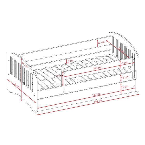 Łóżko dziecięce z szufladą 140x80 Classic 1 biały+ niebieski