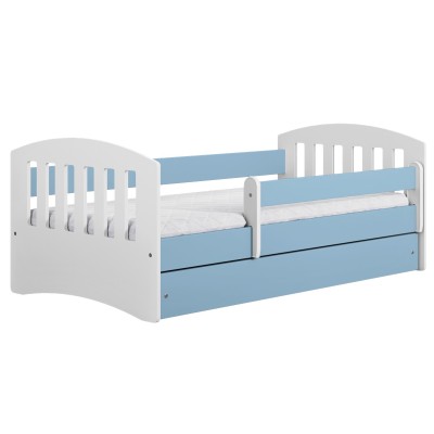 Łóżko dziecięce z szufladą 140x80 Classic 1 biały+ niebieski