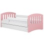 Różowe łóżko dziecięce CLASSIC 1 - 160x80cm mix różowy + biały