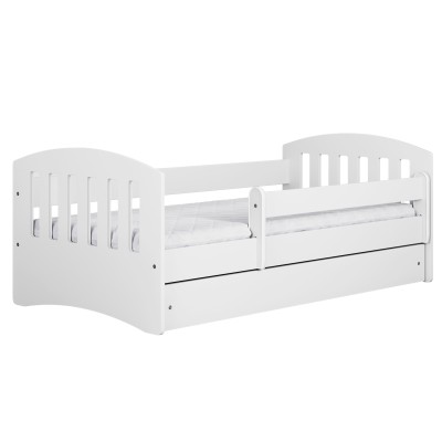 Łóżko dziecięce białe z barierką 180x80cm CLASSIC 1