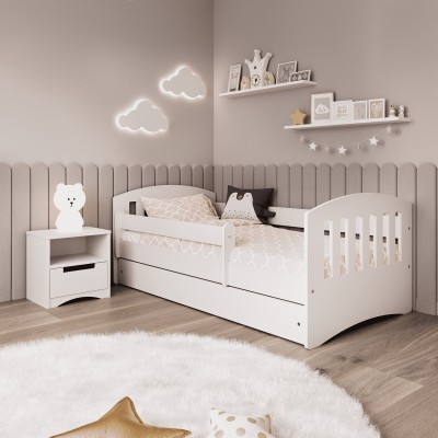 Łóżko dziecięce białe z barierką 180x80cm CLASSIC 1