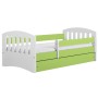 Łóżko jednoosobowe z szufladą 180x80 Classic 1 biały+ zielony