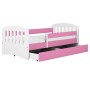 Łóżko dziecięce z szufladą 160x80 Classic 1 biały + różowy
