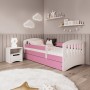Łóżko dla dziecka z barierką i materacem 180x80 Classic 1 biały+ różowy