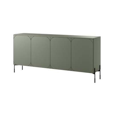 Komoda czterodrzwiowa z 2 ukrytymi szufladami Sonatia 200 cm - oliwka