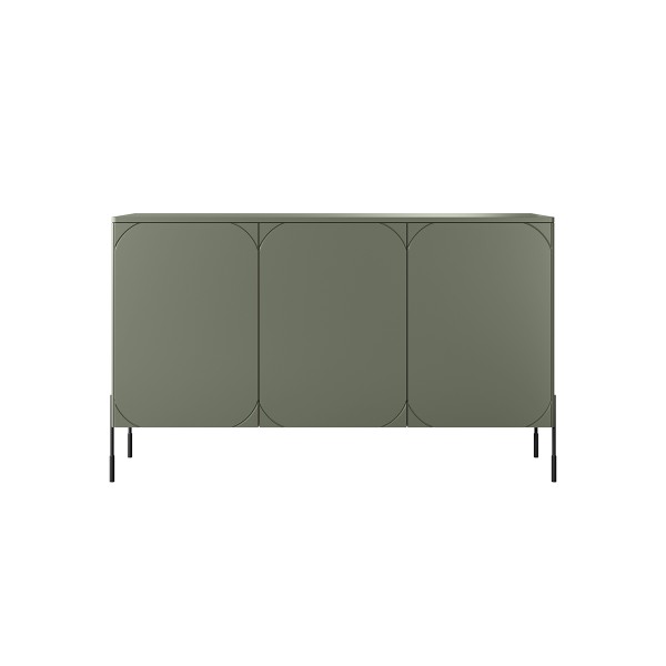 Komoda trzydrzwiowa z 2 ukrytymi szufladami Sonatia 150 cm - oliwka