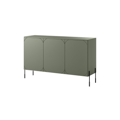Komoda trzydrzwiowa z 2 ukrytymi szufladami Sonatia 150 cm - oliwka