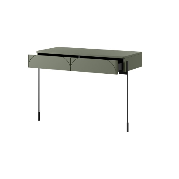Nowoczesna konsola/toaletka z 2 szufladami Sonatia 100 cm - oliwka