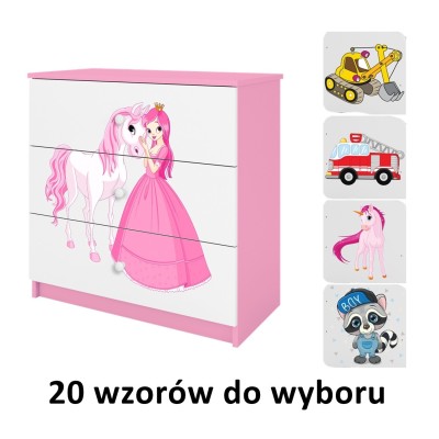 Komoda dziecięca z szufladami BABYDREAMS różowa