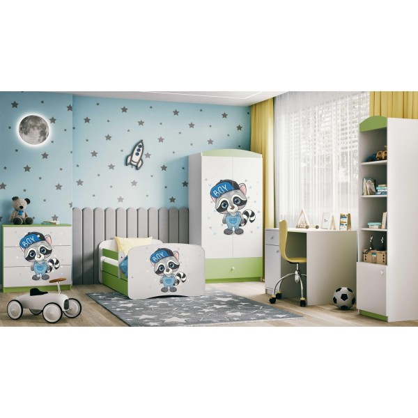 Szafa na ubrania dla dzieci BABYDREAMS zielona + naklejka