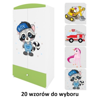Szafa na ubrania dla dzieci BABYDREAMS zielona + naklejka