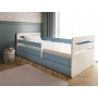 Łóżeczko dla dziecka z barierką Tomi 140x80 biały+ niebieski