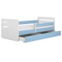 Łóżko dziecięce z materacem i szufladą 180x80 Tomi biały+ niebieski