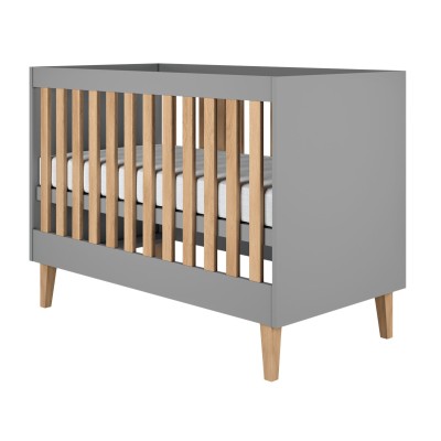 Łóżeczko dziecięce KUBI Szary+ Dąb 120x60