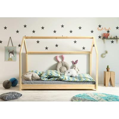 Łóżko domek niskie 180x80cm BELLA drewno naturalne
