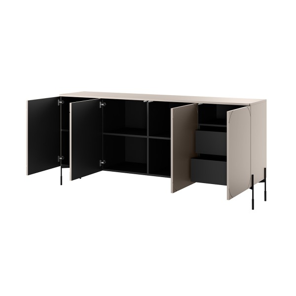 Komoda czterodrzwiowa z 2 ukrytymi szufladami Sonatia 200 cm - kaszmir