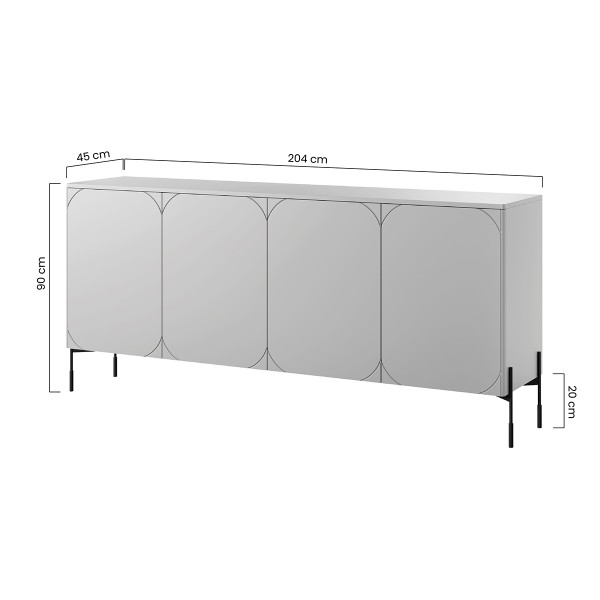 Komoda czterodrzwiowa z 2 ukrytymi szufladami Sonatia 200 cm - kaszmir