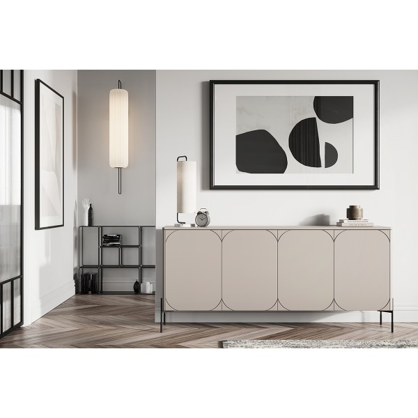 Komoda czterodrzwiowa z 4 ukrytymi szufladami Sonatia 200 cm - kaszmir