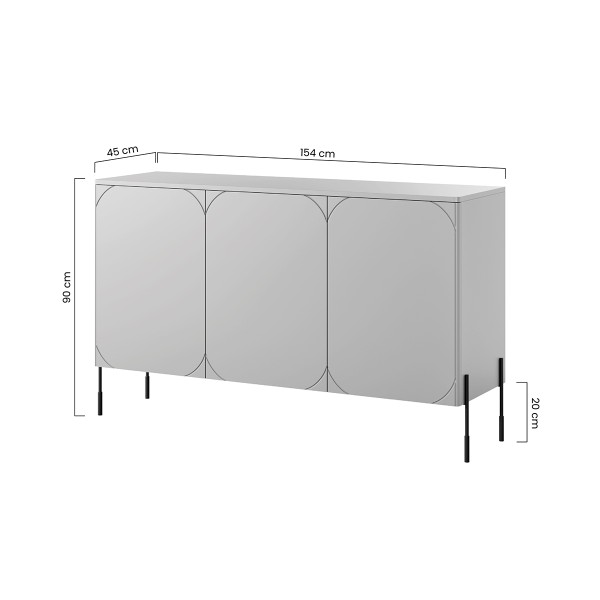 Komoda trzydrzwiowa z 2 ukrytymi szufladami Sonatia 150 cm - kaszmir