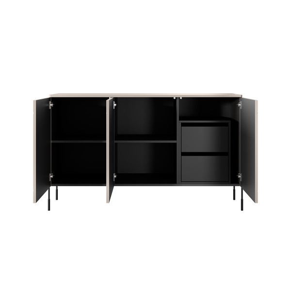 Komoda trzydrzwiowa z 2 ukrytymi szufladami Sonatia 150 cm - kaszmir