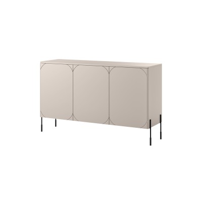 Komoda trzydrzwiowa z 4 ukrytymi szufladami Sonatia 150 cm - kaszmir