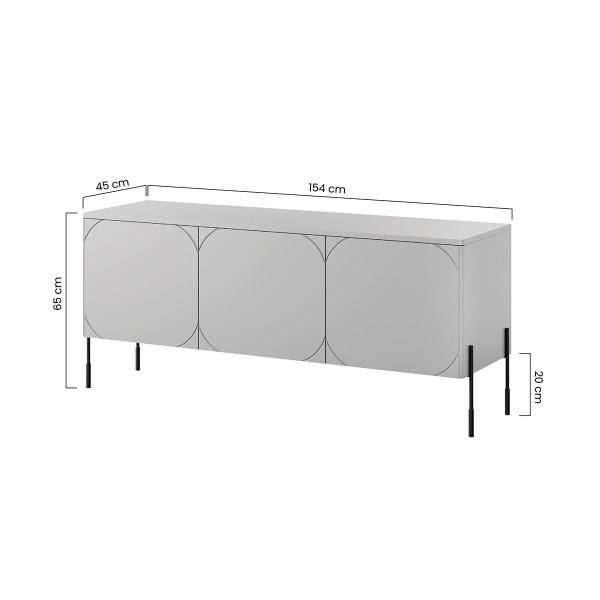 Szafka RTV trzydrzwiowa z ukrytą szufladą Sonatia 150 cm - kaszmir