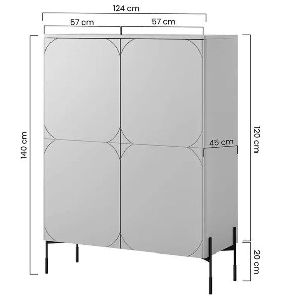 Kredens z 2 ukrytymi szufladami Sonatia 120 cm - kaszmir