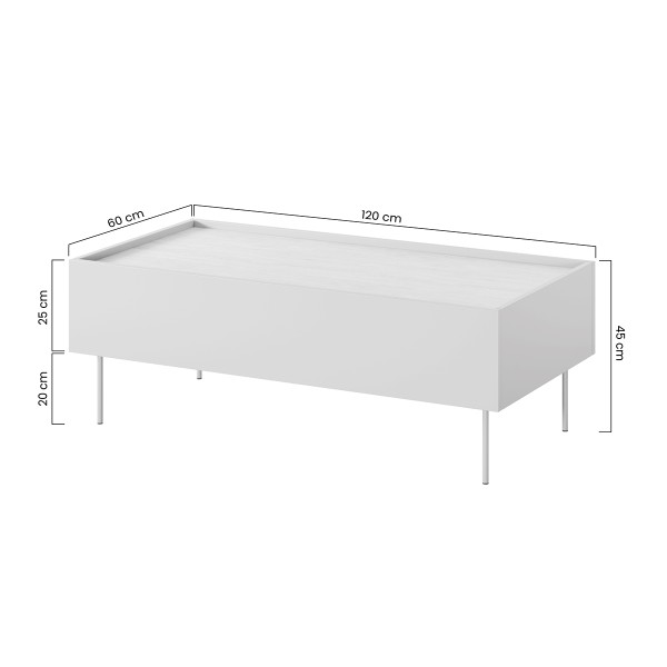 Stolik kawowy z 2 szufladami Desin 120 cm - czarny mat / dąb nagano