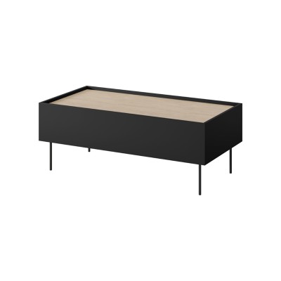 Stolik kawowy z 2 szufladami Desin 120 cm - czarny mat / dąb nagano