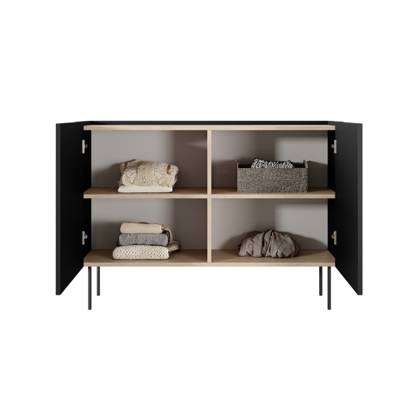 Komoda dwudrzwiowa Desin 120 cm - czarny mat / dąb nagano
