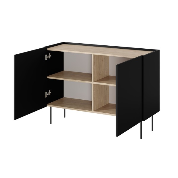Komoda dwudrzwiowa Desin 120 cm - czarny mat / dąb nagano