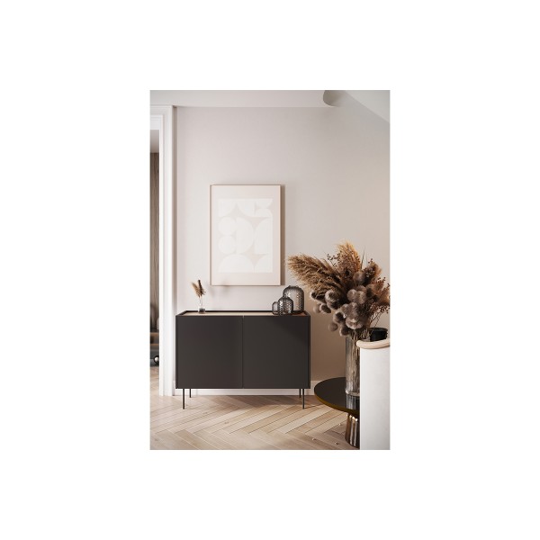 Komoda dwudrzwiowa Desin 120 cm - czarny mat / dąb nagano
