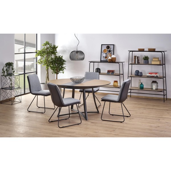 Stół okrągły rozkładany loft MORETTI dąb złoty / popiel Halmar