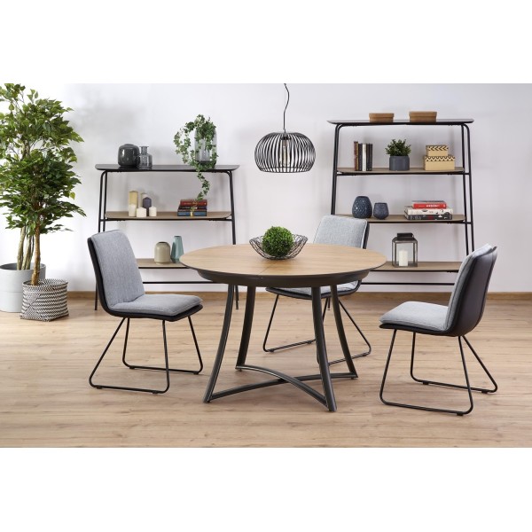 Stół okrągły rozkładany loft MORETTI dąb złoty / popiel Halmar