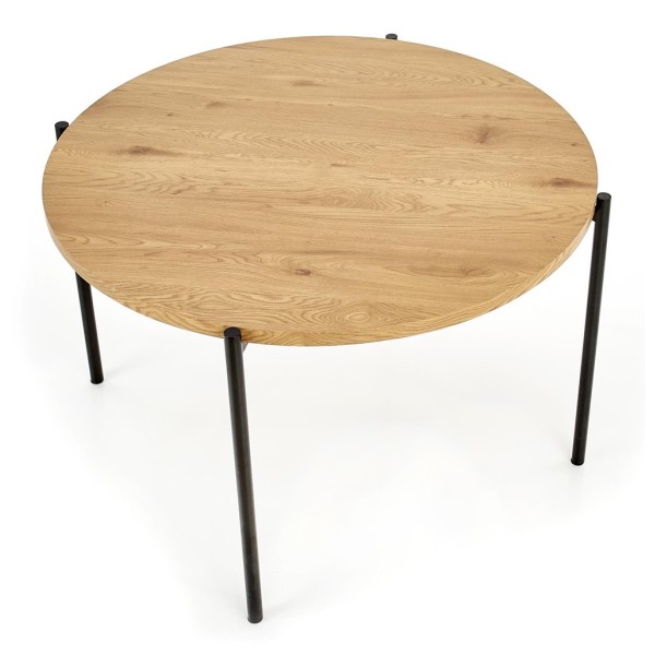 Stół okrągły loft 120cm MORGAN dąb złoty + czarny Halmar