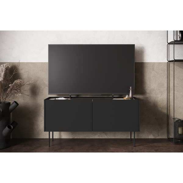 Szafka RTV dwudrzwiowa Desin 120 cm - czarny mat / dąb nagano