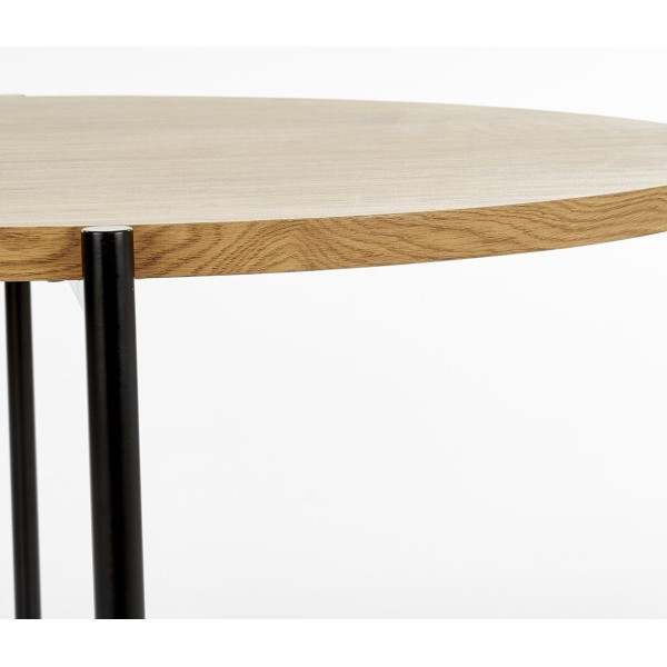 Stół okrągły loft 120cm MORGAN dąb złoty + czarny Halmar