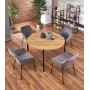 Stół okrągły loft 120cm MORGAN dąb złoty + czarny Halmar