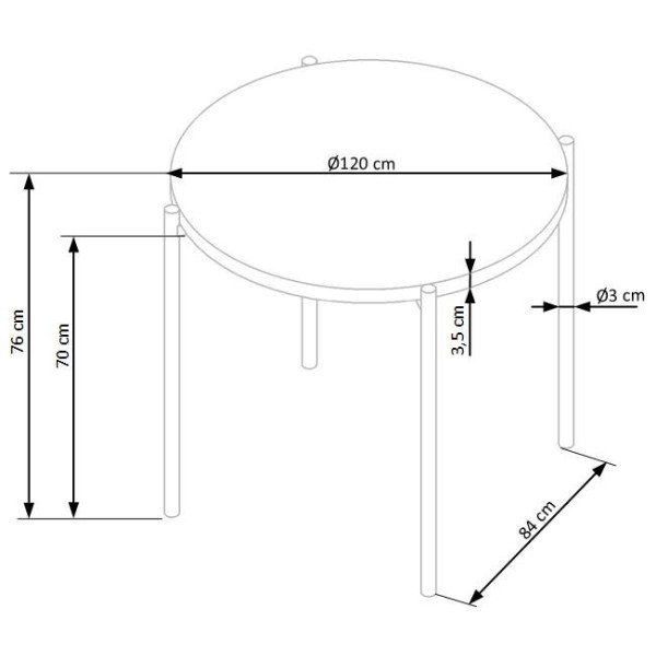 Stół okrągły loft 120cm MORGAN dąb złoty + czarny Halmar