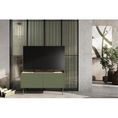 Szafka RTV dwudrzwiowa Desin 120 cm - oliwka / dąb nagano