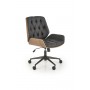 Fotel biurowy pikowany GAVIN czarny + orzech Halmar